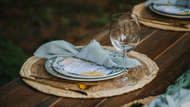 A beautifully arranged outdoor dining setup.