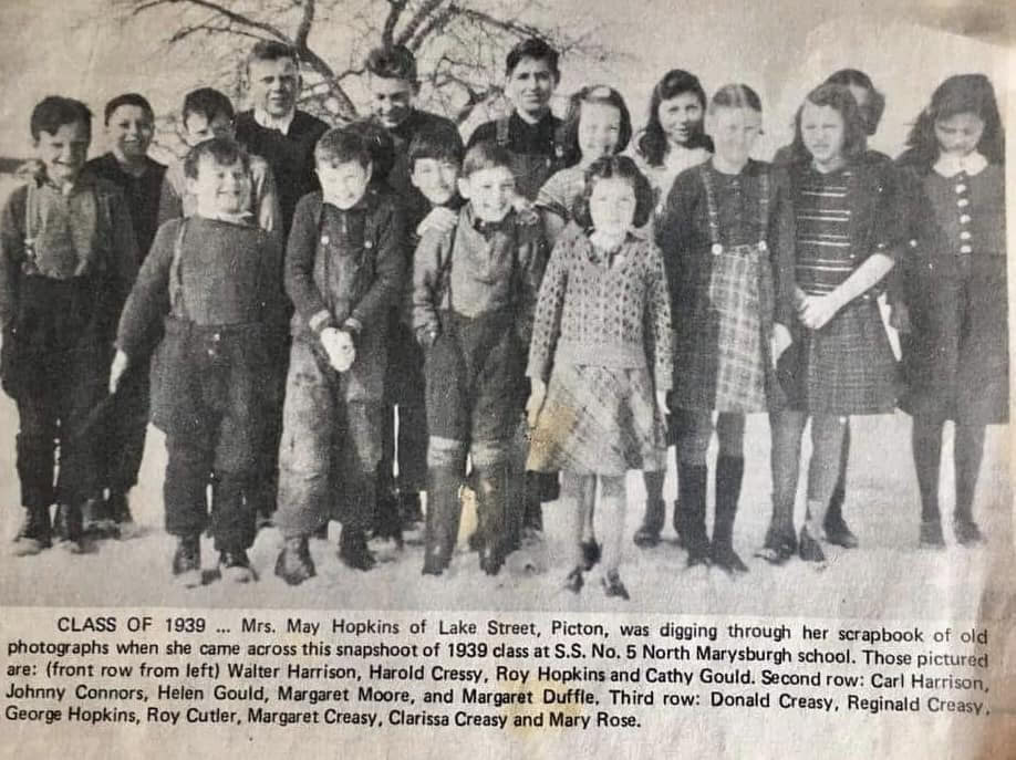 Vintage 1939 class photo at North Marysburg School.