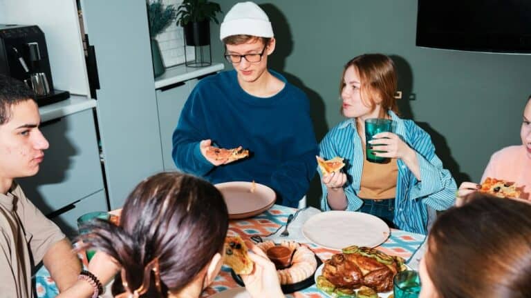 Outdoor backyard party with friends and food for seasonal entertaining.