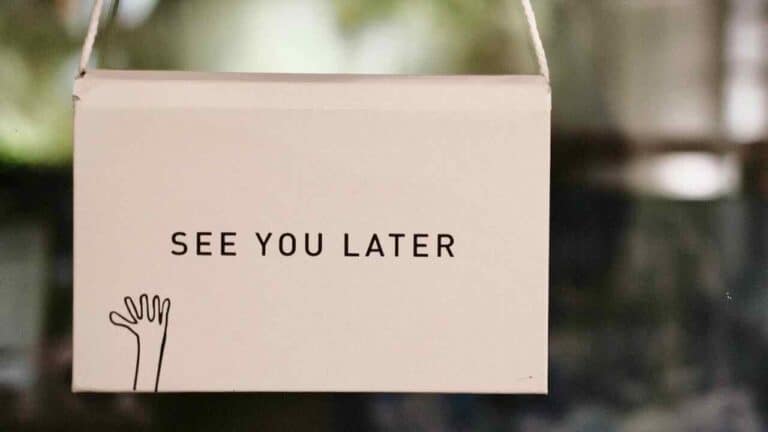 White farewell box with "See You Later" message and hand illustration.