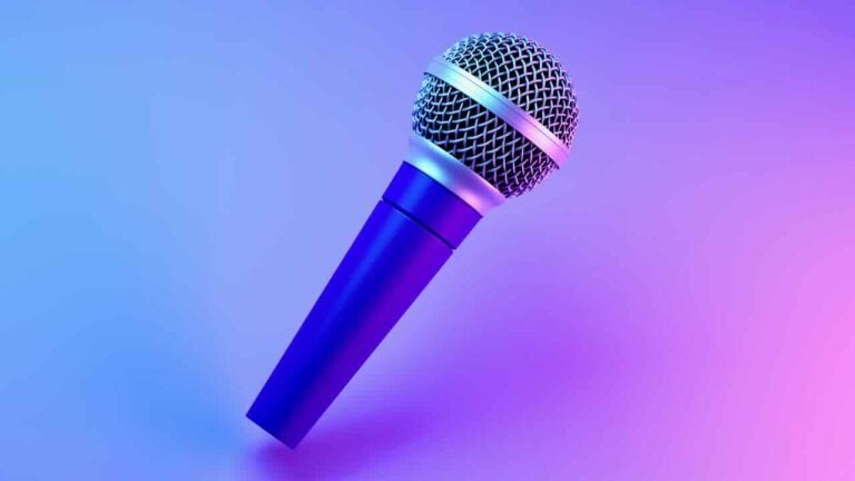 Close-up of a microphone used for speech analysis and improving public speaking skills.