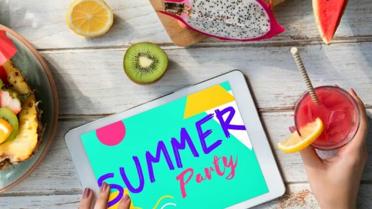 Bright summer fruit platter with kiwi, dragon fruit, watermelon, and citrus slices.