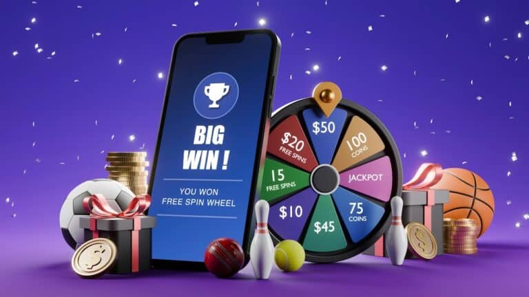 Exciting mobile casino game with spinning wheel and prize rewards for players.