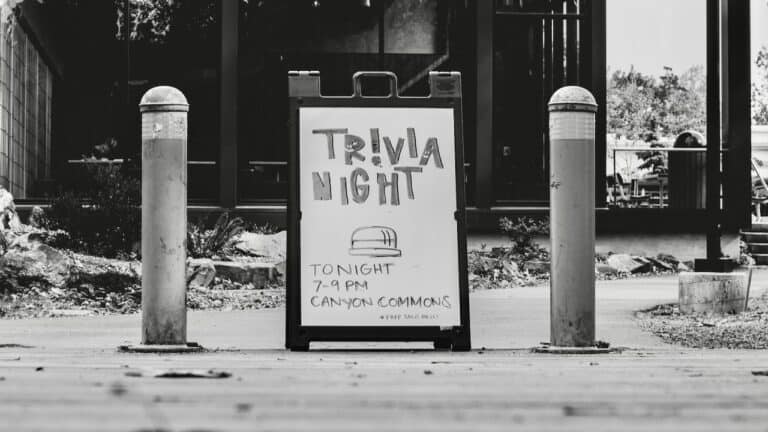 Enjoy Trivia Night at Canyon Commons - Food, Drinks, Fun, and Prizes.
