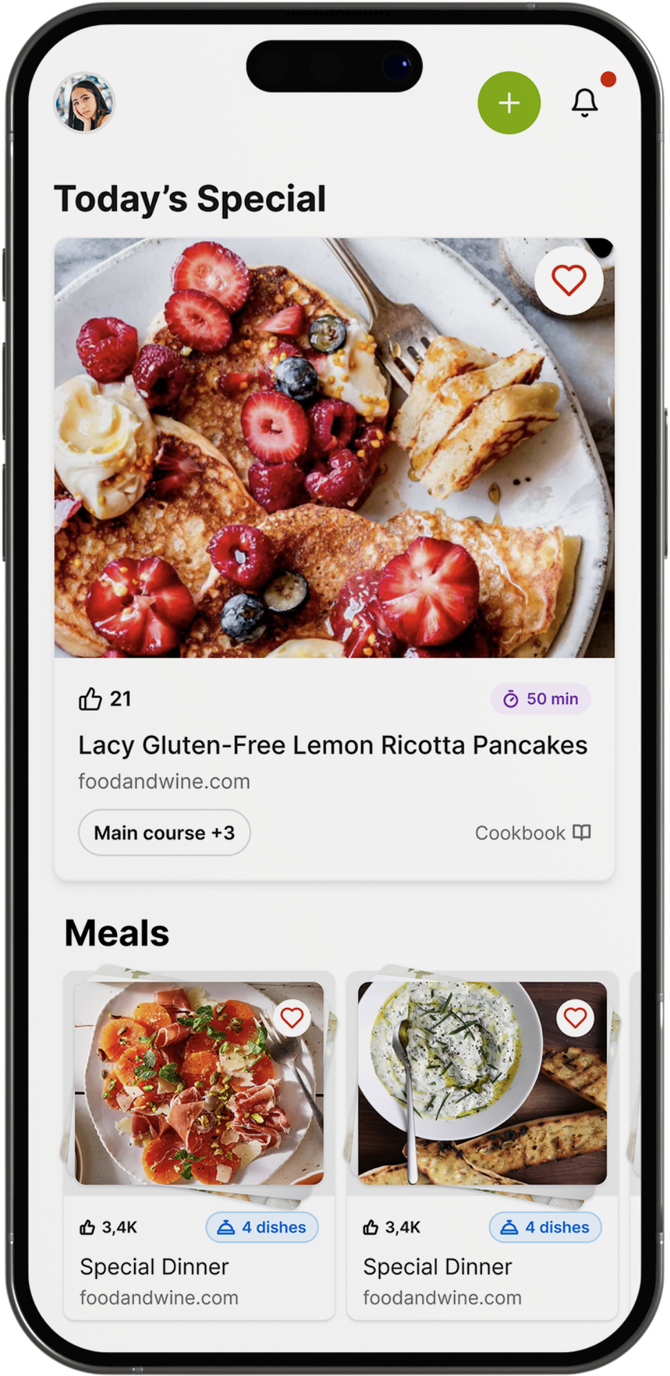 The Gourmet Host app menu screen showing recipes added to a dinner party menu inside one event.